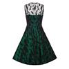 Jawbreaker - Penny Taffeta & Lace Flare Kleid - Spitzenblumen - Grün/Schwarz Product image